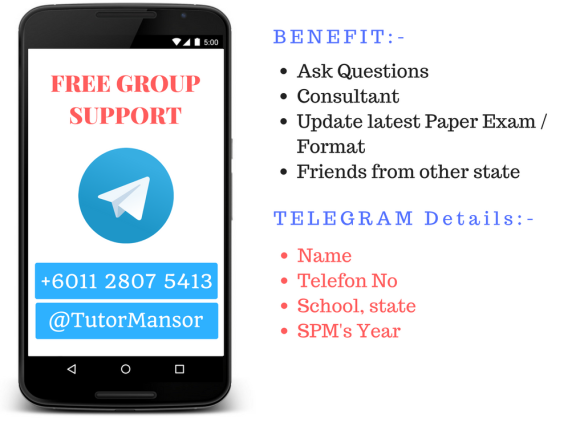 Telegram Tutor Mansor, FREE Group untuk mereka bertanya tentang soalan matematik dan matematik tambahan